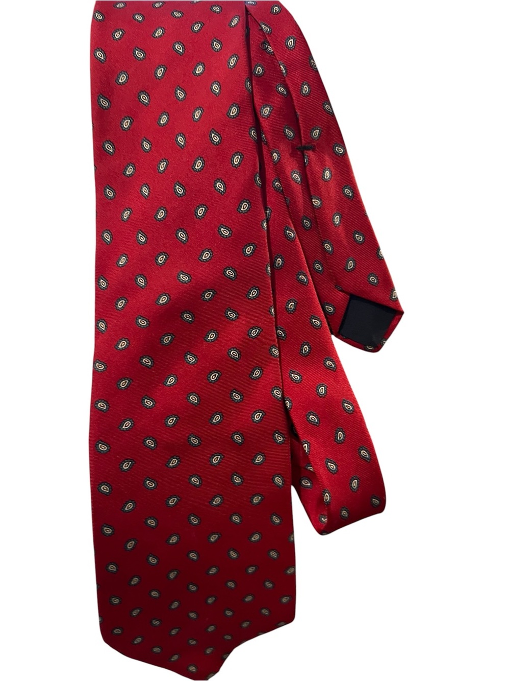 VTG Yves Saint Laurent red silk paisley foulard necktie retro 80/90s Made in USA